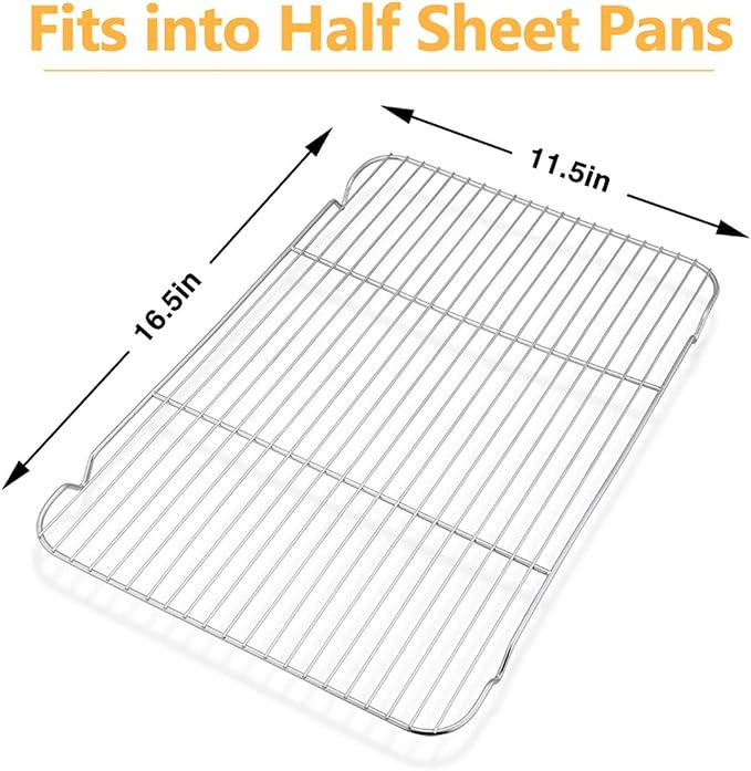 Baking Cooling Rack Set of 2, E-far 16.5"x11.5" Stainless Steel Metal Roasting