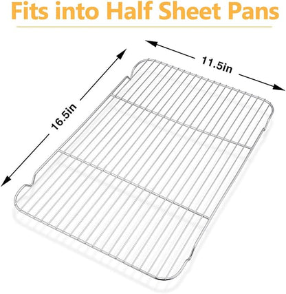 Baking Cooling Rack Set of 2, E-far 16.5"x11.5" Stainless Steel Metal Roasting