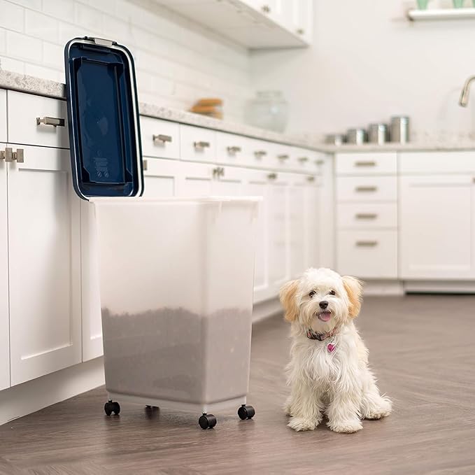 IRIS USA Airtight Dog Food Storage Container, Attachable Wheels,