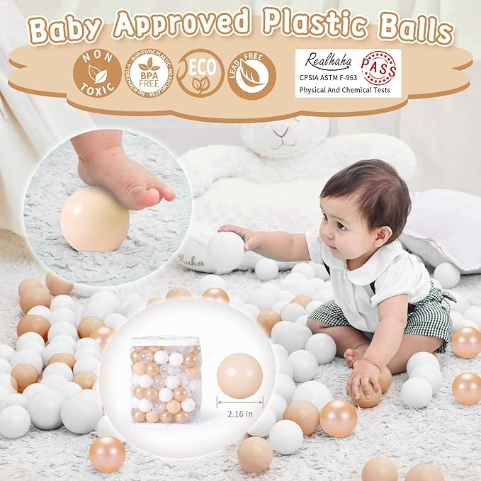 Realhaha Ball Pit Balls 50 100 200 500 Play Balls Plastic Balls for Baby Girls Toddlers Kids Play Tent Pool Playhouse Playpen Party Decoration