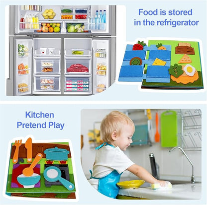 Montessori Felt Busy Book Toddlers Quiet Book Preschool House Pretend Play Early Learning Educational Travel Toys for Kids Age 2 3 4 5 6 Travel Essentials Daily House Learning Activitie Boys Gift