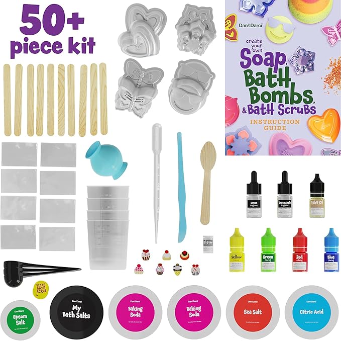 Dan&Darci Soap & Bath Bomb Making Kit for Kids, 3-in-1 Spa Science Kits, Christmas Craft Gifts for Girls & Boys Age 6-12 Year Old Girl Crafts: DIY Experiment Toys, Gift for Kid Ages