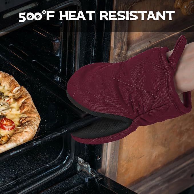 Oven Mitts and Pot Holders Set, Heat Resistant Silicone Kitchen Mini Oven