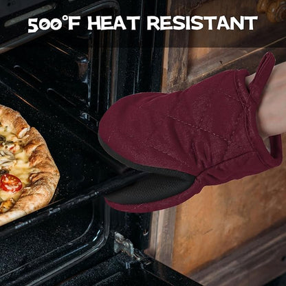 Oven Mitts and Pot Holders Set, Heat Resistant Silicone Kitchen Mini Oven