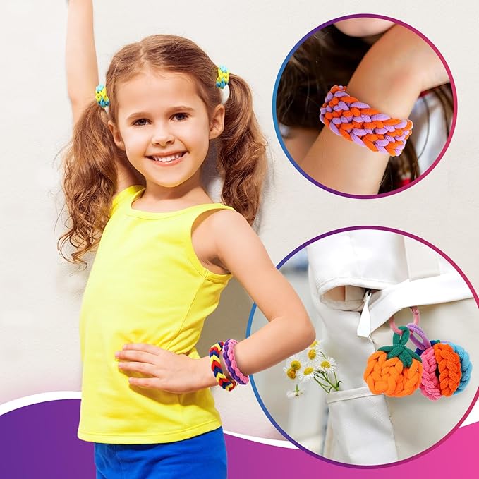 DDAI Bracelet Making Toys Refill Loops Elastic Cloth Band - Arts and Crafts Kit for Kids Weaving Loom Bracelets Kit 1000+ Colorful Fabric Loops - Birthday Gift for Girls Boys 6 7 8-12 Years Old