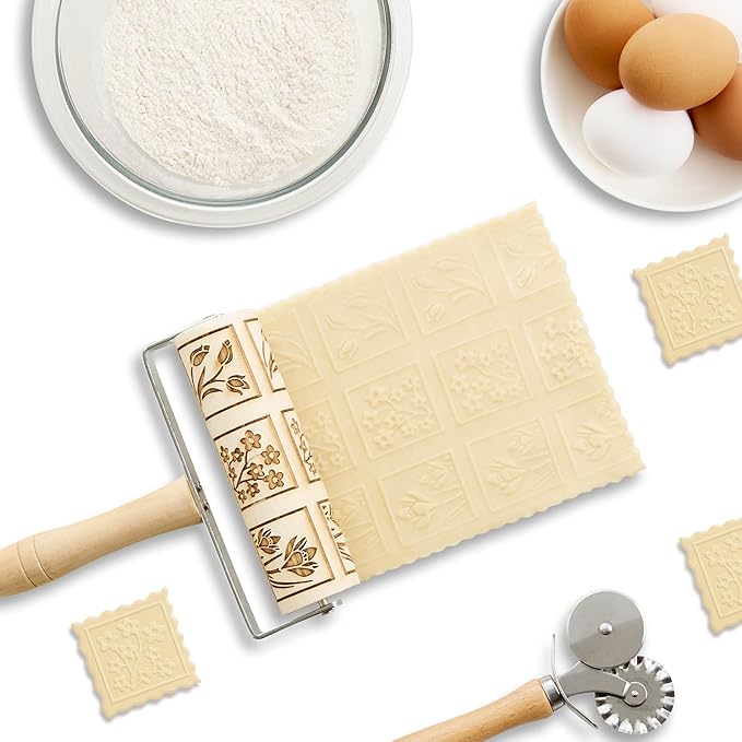 Mrs. Anderson’s Baking Mini Embossing Rolling Pin, Spring Flowers Design