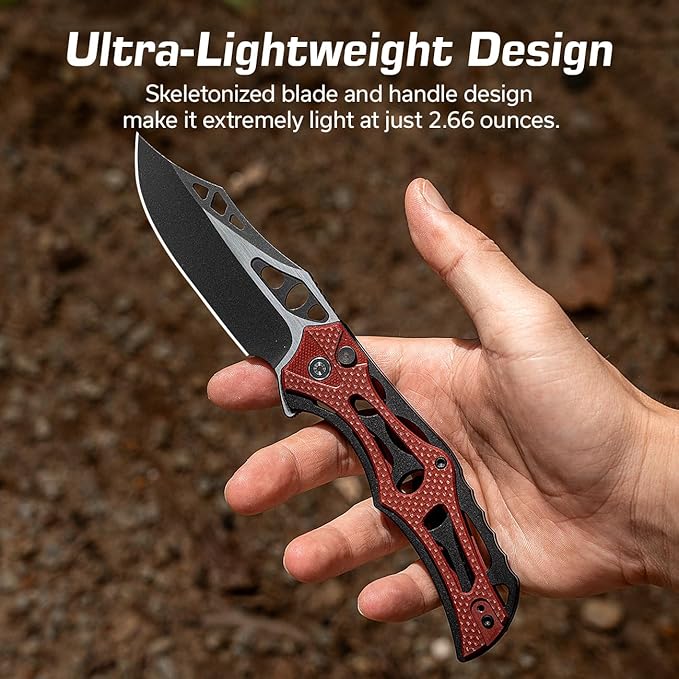 CIVIVI Pocket Knife for Men, Biophase Flipper Tactical Folding Knife, 3.48" Nitro-V Blade Aluminum with G-10 Handle, Lightweight Skeletonized EDC Knife for Camping Hunting, C23083C-1 (Burgundy)