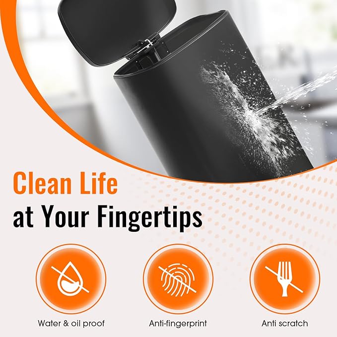 Kitchen Trash Can with Lid for Office Bedroom Bathroom Step Trash Bin