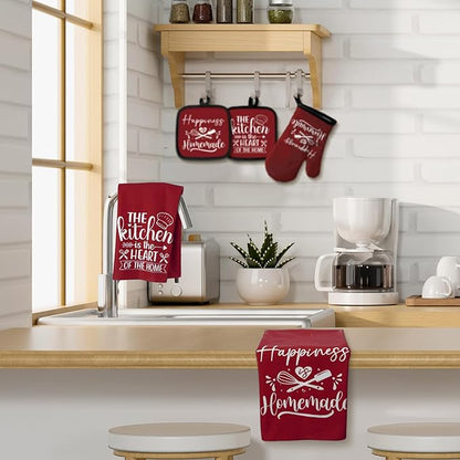 Sratte 6 Pcs Kitchen Decor Accessories Set Farmhouse Towels Pot Holders Oven