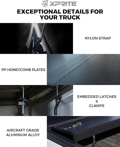 Xprite Hard Folding Truck Bed Tonneau Cover Compatiable with 2007-2026 Chevy Silverado & GMC Sierra 1500 5.8 FT Short Box((Excl. 07 Classic), Tri Fold Style
