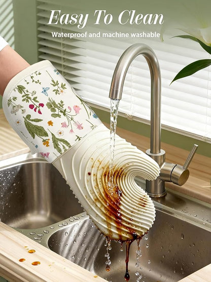 Slohif Long Silicone Oven Mitts Heat Resistant