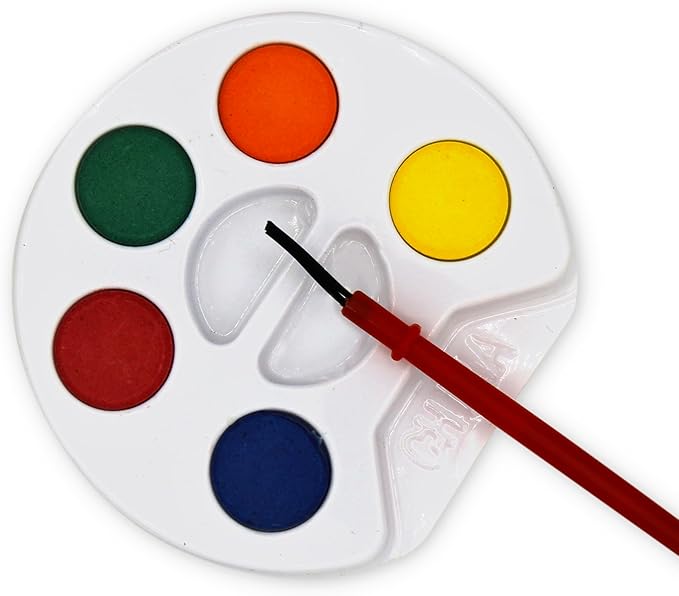 Color Swell Bulk Watercolors Round Paint Pack with Brushes - 25 Sets with 5 Washable Colors Each - Great for Kids, Classrooms, Parties, Students, Donations, Party Favors, All Ages