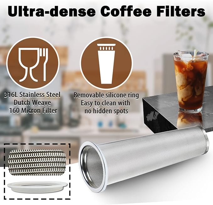 Cold Brew Mason Coffee Maker - 64oz Iced Coffee Pitcher