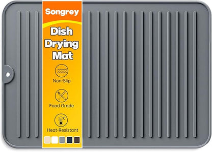 Songrey 14" x 10" Silicone Dish Drying Mat, Kitchen Counter Drying Pad