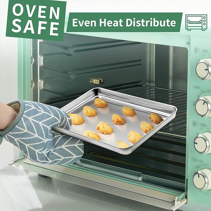 Baking Sheets Set of 2, HKJ Chef Cookie Sheets 2 Pieces & Stainless Steel