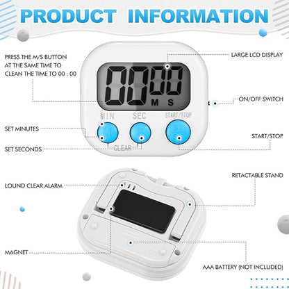 Xuhal 12 Pieces Digital Kitchen Timer Bulk, Small Magnetic Timers