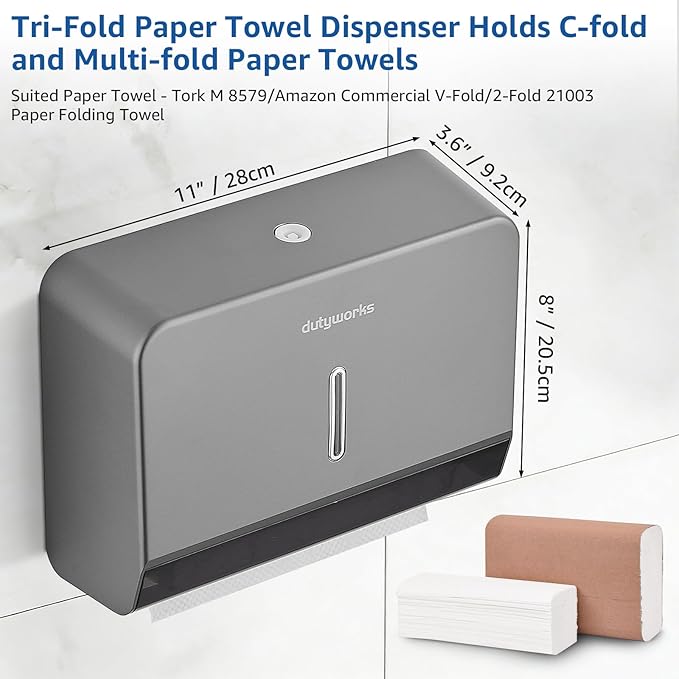 Paper Towel Dispenser Wall Mount, Large Capacity 200 Sheets, No Drilling