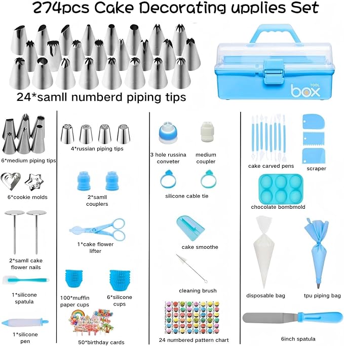 Cake Decorating Tools Supplies Kit: 274pcs Baking Accessories