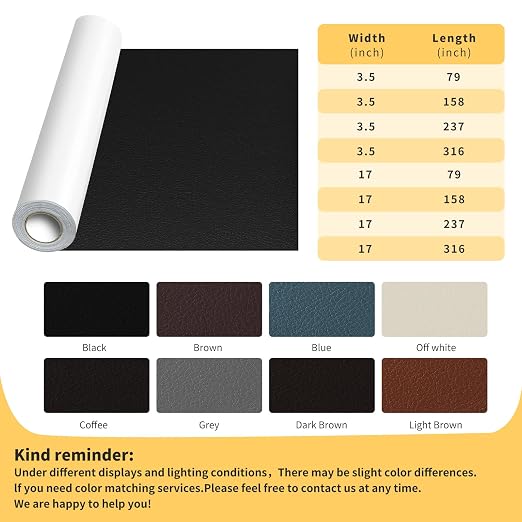 JuCheng Leather Repair Kit -Leather Repair Patch Self-Adhesive Waterproof Patch & Glue for Furniture, Car Seats, Sofa, Couch, Vinyl - Instant Fix for Tears & Scratches (Dark Brown, 17X158 inch)