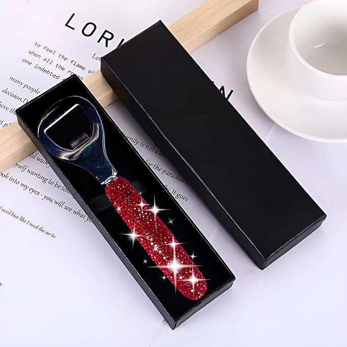 Handcrafted Red Crystal Bling Beer Opener – Sparkle Diamond Bottle Openers