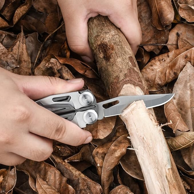 Multitool,19-in-1 Multitool Pliers with Titanium-plated Handle, Safety Locking, Lightweight EDC Tool and Nylon Sheath for Men,Outdoor Survival,Hiking,Camping