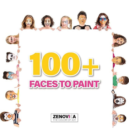 Face Painting Kit for Kids - 26 Colors Face Paint Kit, Non-Toxic and Hypoallergenic, Stencils, Book, and Professional Halloween Makeup Kit - Safe and Easy to Use Face Paint Kit for Kids