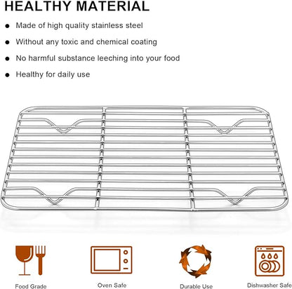 E-far Small Baking Cooling Rack Set of 2, Stainless Steel Metal Roasting