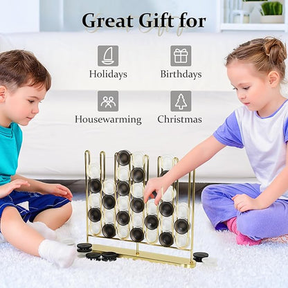 Artistic 4 in a Row Game, Upgraded from Classic Strategy 4 in a Row Board Game, 2 Player Travel Board Games, Metal Game Board & Acrylic Pieces, Home Decoration, Great Gift