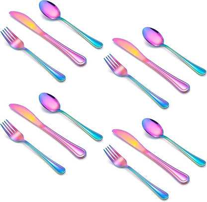 HaWare 12-Piece Kids Silverware, Stainless Steel Toddler Utensils Flatware Set, Preschooler Eating Utensils Includes 4 Spoons 4 Forks 4 Knives, Metal Children Cutlery for Home School, Mirror Finished