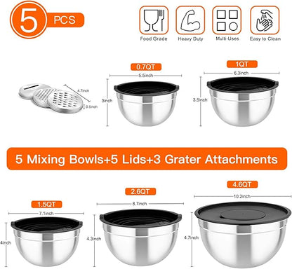 TeamFar Mixing Bowls with Airtight Lids,