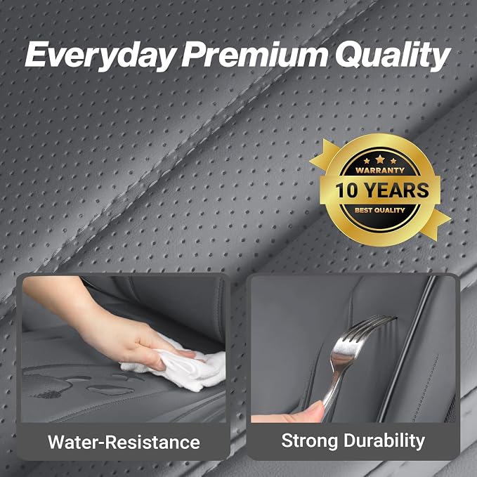 Coverland Custom SUV Car Seat Covers Front Seats for [2016-2026 Hyundai IONIQ 5] - Protector Car Seat Cover Water Resistant Leather Memory Form Back Support Seat Cushion [Front-Dark Gray]