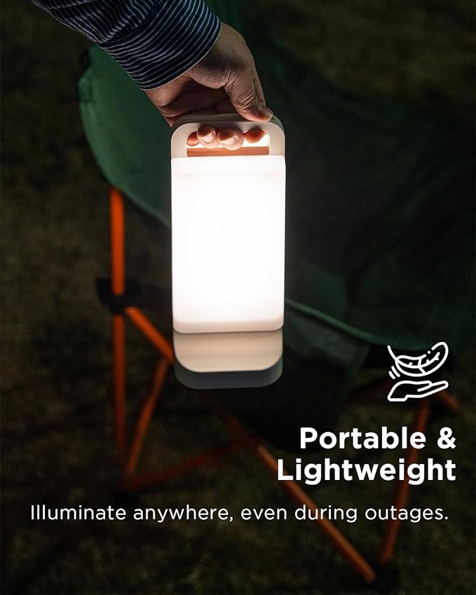 Solar Camping Lantern 6000mAh, USB Rechargeable Camping Light & Power Supply, Dimmable LED Night Lamp with Up to 80Hrs Runtime, Survival Gear for Emergency, Hurricane, Hiking & Outdoor, Indoor Use