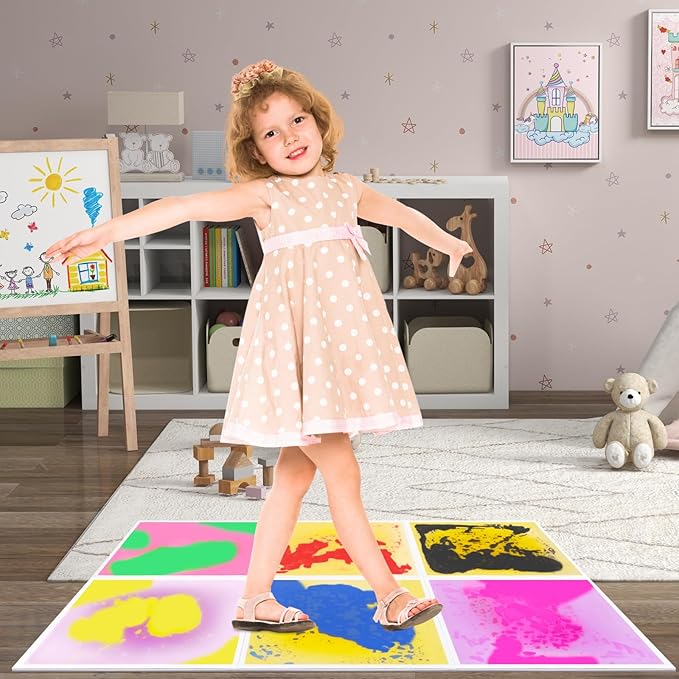 Liquid Lava Tiles for Kids： 11.8x11.8 in Educational Play Mat with Non-Slip Base Develop Motor Skills & Creativity for Children 3-12 Years（6PTFG2