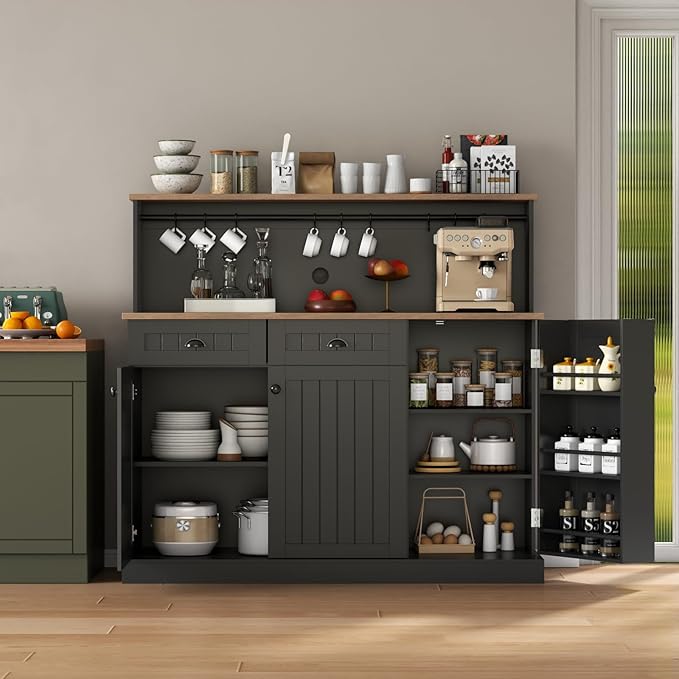 Sideboard Buffet Cabinet with 2 Drawers, Farmhouse Kitchen Pantry with