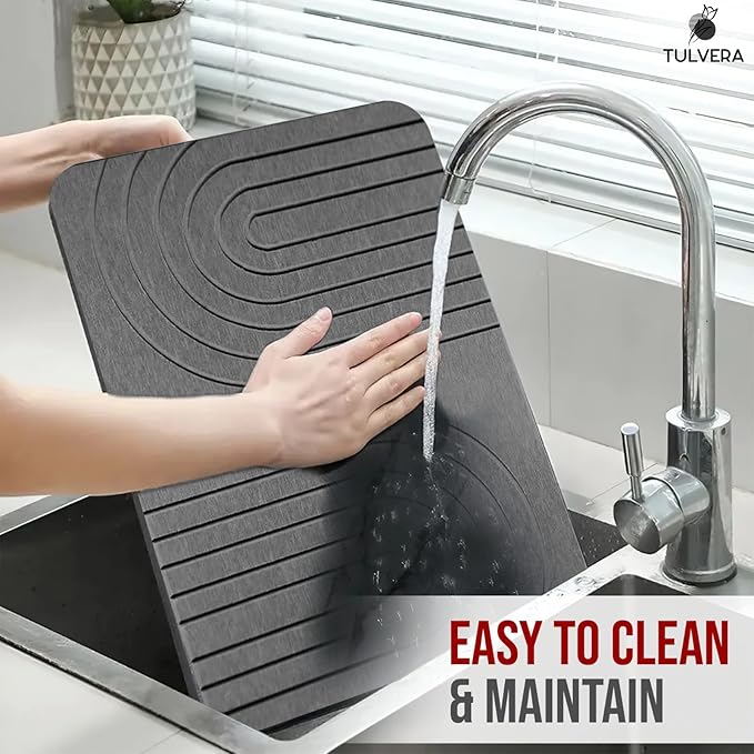Stone Dish Drying Mat for Kitchen Counter – Diatomaceous Earth Drying Mat |