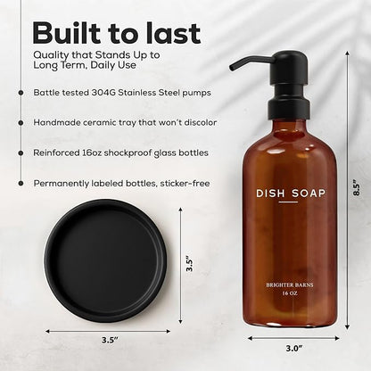 Amber Glass Dish Soap Dispenser