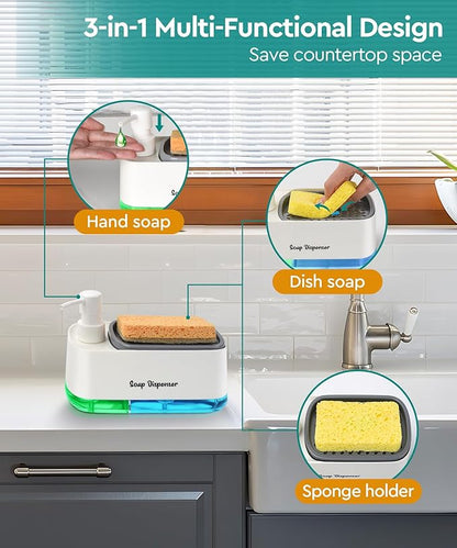 Kitchen Dish Soap Dispenser Set，Dish and Hand Soap Dispenser