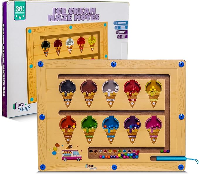 Montessori Magnetic Color and Number Maze Puzzle Board – Educational Wooden Toy for Toddlers, Fine Motor Skills & Counting Game Ages 2–5
