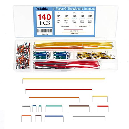 140 Jumper Wires Kit 14 Lengths Assorted Preformed Breadboard Jumper Wire, for Prototyping Solder Circuits, with Free Box