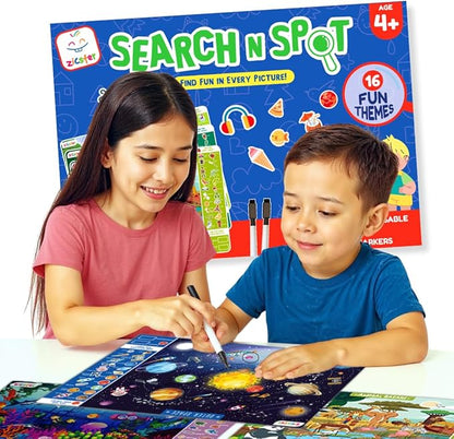 Preschool Learning Activity - Search N Spot Educational Game, Perfect for Kids, Toddlers Who Love Toys, Art and Craft Activities, Gifts for Girls and Boys Ages 4+