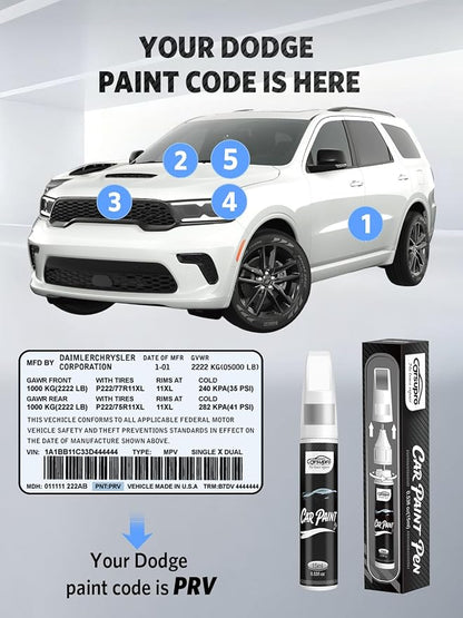 Octane Red(PRV/NRV) for Dodge Touch Up Paint Pen, 2 in 1 Car Scratch Remover with Pen Tip and Brush, Precise Color Match for Car Paint Scratch Repair, Quickly and Easily Fix Chips and Nicks