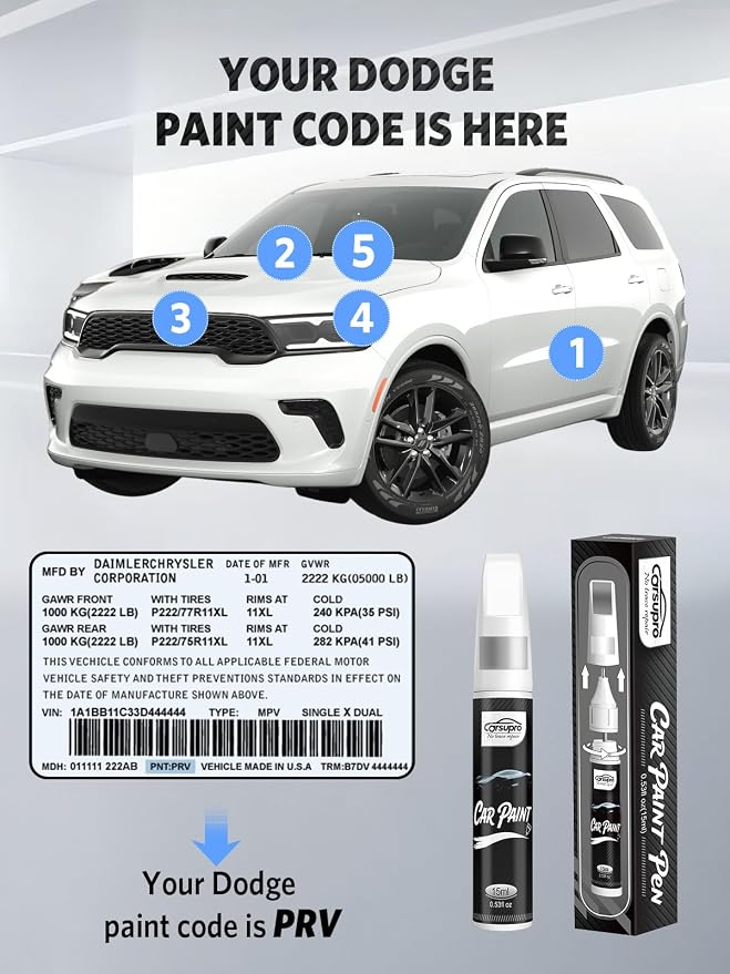 Triple Nickel(PSE/SSE) for Dodge Touch Up Paint Pen, 2 in 1 Car Scratch Remover with Pen Tip and Brush, Precise Color Match for Car Paint Scratch Repair, Quickly and Easily Fix Chips and Nicks