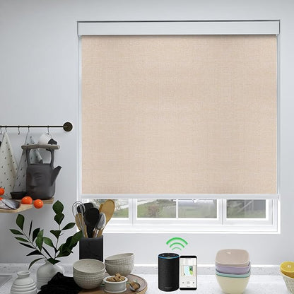 ZSHINE Motorized Blackout Roller Blinds Customize Width Remote Control Wireless