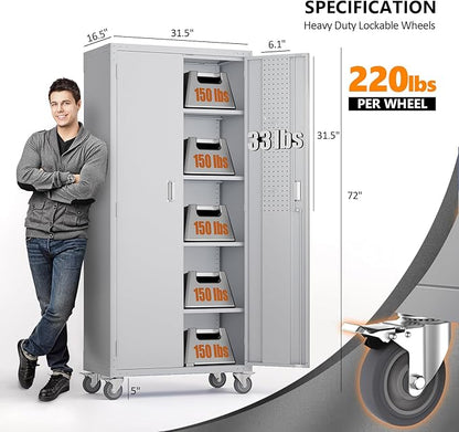 VINGLI 72'' Tall Garage Storage Cabinet, Metal Storage Cabinet