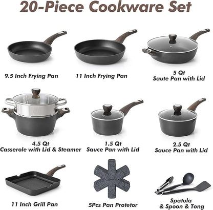 SENSARTE Pots and Pans Set Nonstick, Non-toxic Healthy Non Stick Kitchen
