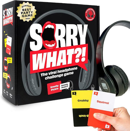 Sorry What Game - Uncensored Lip Reading Party Games for Adults - Based On The Headphone Challenge TikTok Trend - 2+ Players 40,000 Funny Phrase Combos - Card Games for Adults & Friends (Ages 17+)
