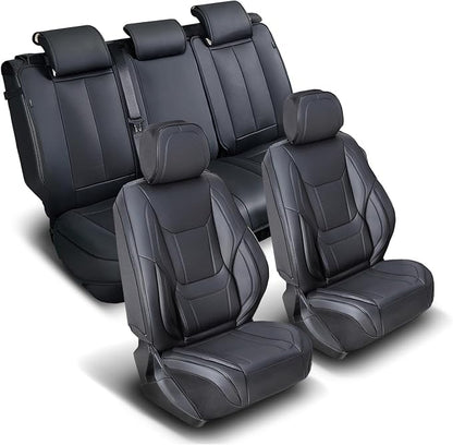Coverland Custom Fit Car Seat Covers for SUV Compatible with [2015-2026 Porsche Macan] PPremium Car Seat Cover Water Resistant Leather Non-Slip Interior Protectorr [Full Set Black - Size Chart X68]