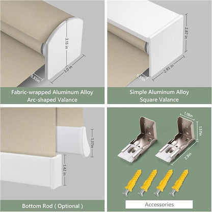 ZSHINE Motorized Blackout Roller Blinds Customize Width Remote Control Wireless
