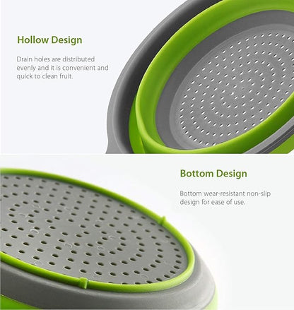 2 Pack Kitchen Foldable Silicone Strainer Colanders, Collapsible Colanders