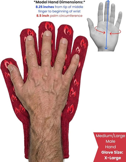 Grill Armor Oven Gloves with Fingers – 932°F Heat, Fire & Cut Resistant Mitts